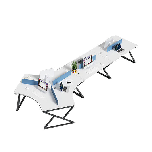 Creative-Shaped Office Employee Desk with Partition & Semi-Circular Storage Zimasya