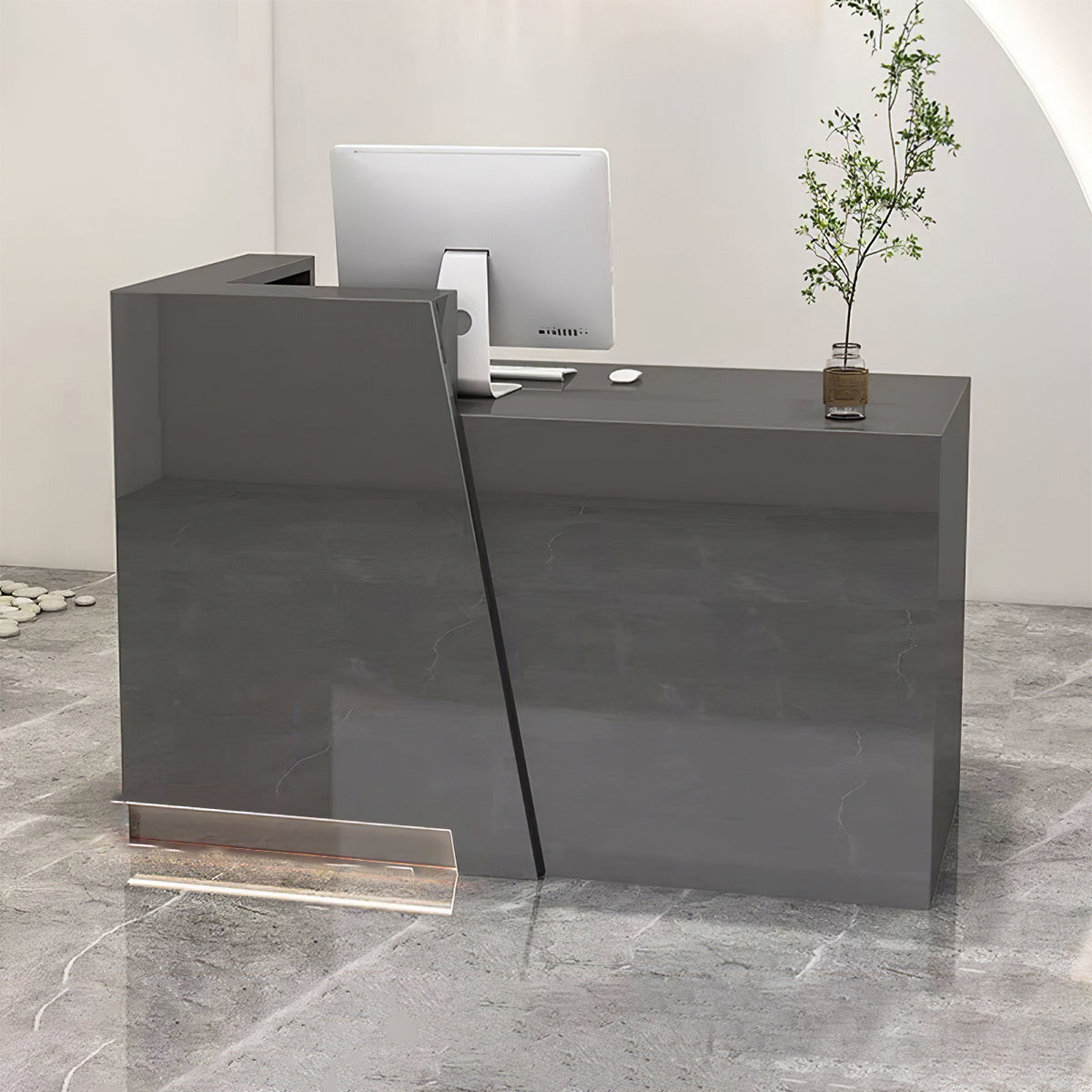 Minimalist Glossy Clothing Store Cashier Counter with LED Light