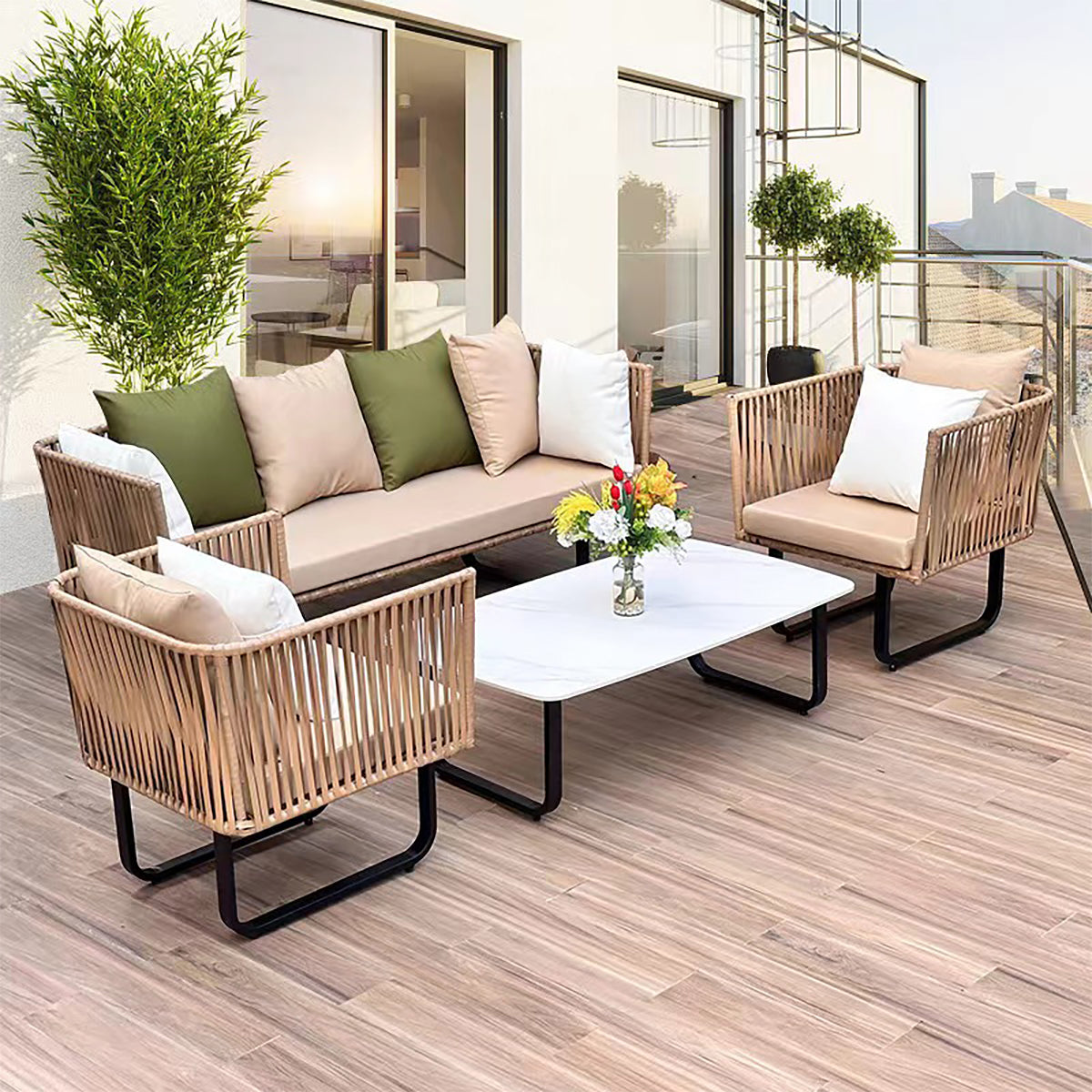 Pastoral Style Rattan Outdoor Sofa Set