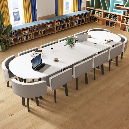 Minimalist Oval Conference Table and Chair Set for Meeting Room Zimasya