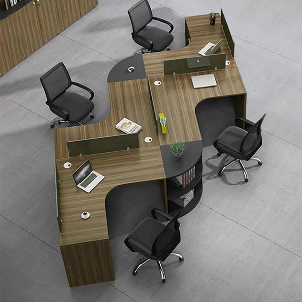 Curved Office Desk with Cable Management, File Drawers & Portable for Home Office（Stock Items）