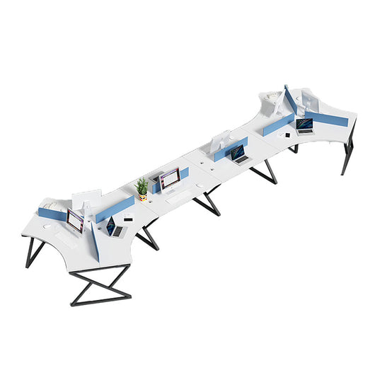 Creative-Shaped Office Employee Desk with Partition & Semi-Circular Storage Zimasya