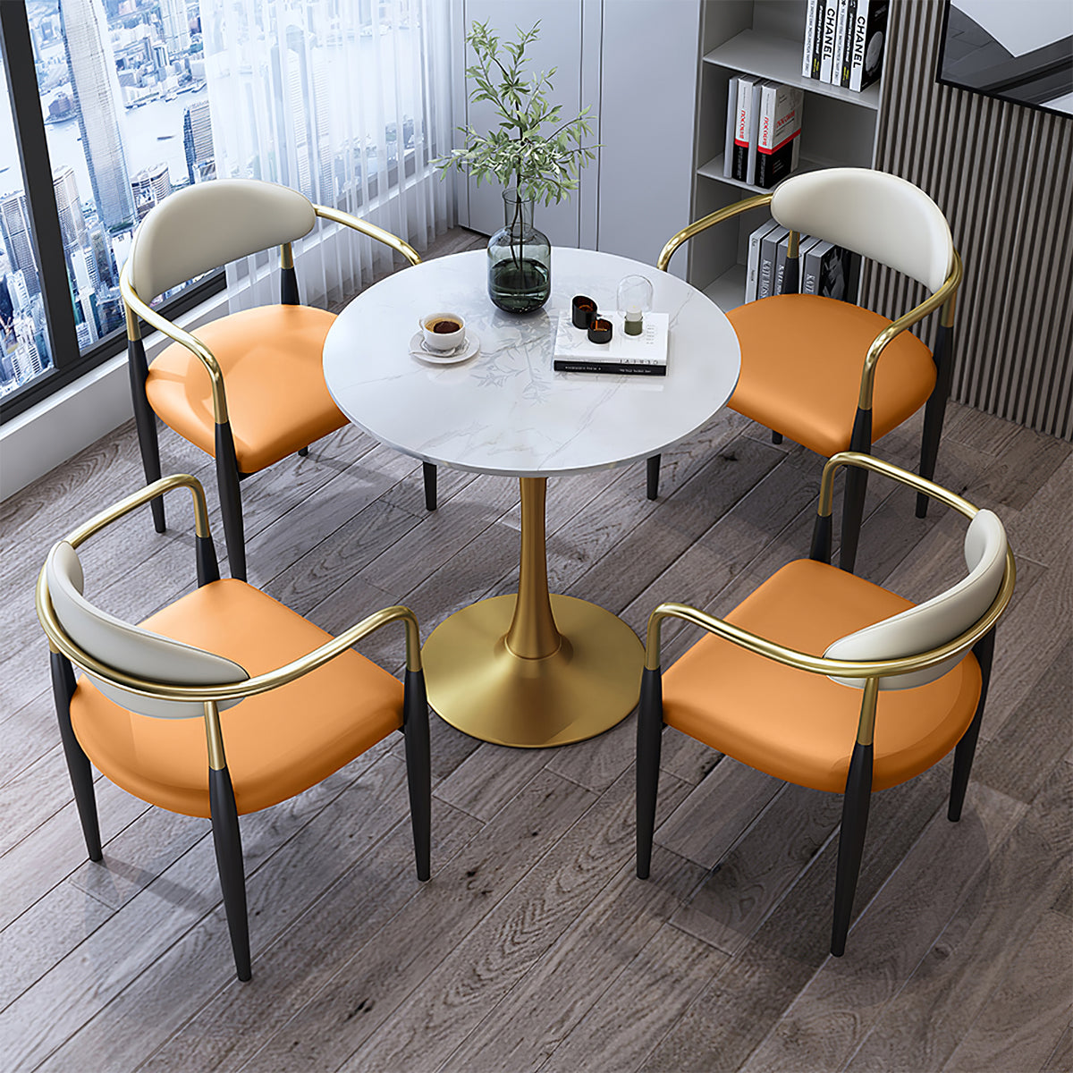 Modern Office Round Table and Chair Set for Reception Areas