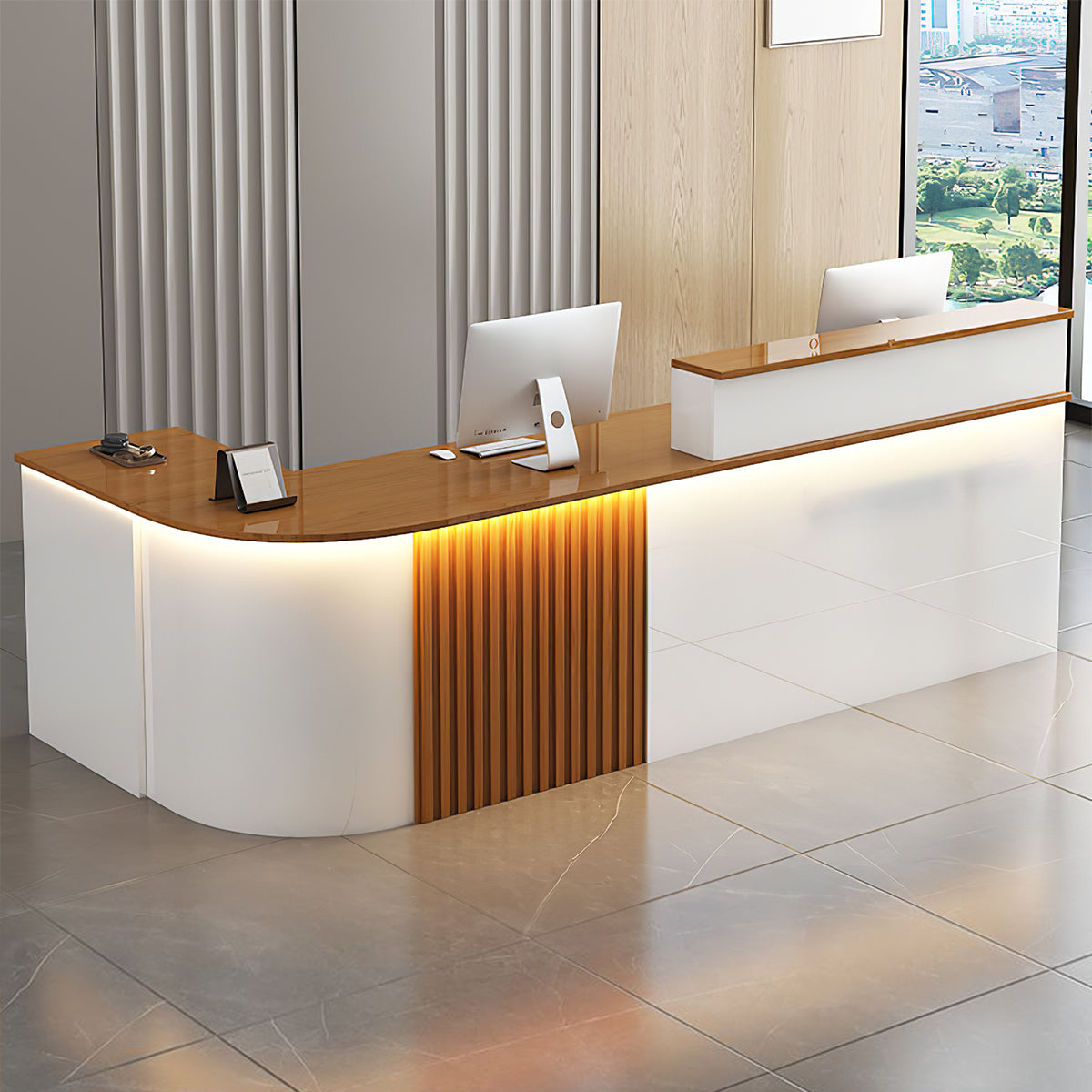 Elevate Your Workspace - Sleek L-Shaped Office Reception Desk ...