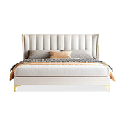 Platform bed frame angled view