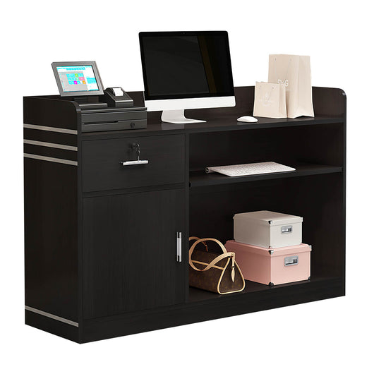 Compact Cash Desk Modern Small Cash Register Desk with Lockable Drawer for Small Stores ...