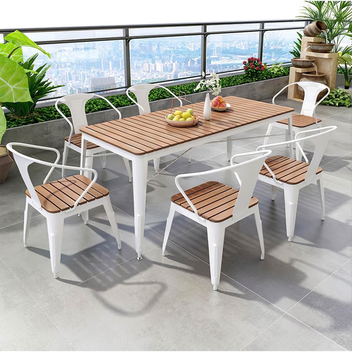 Iron Frame Outdoor Table and Chairs Dining Set