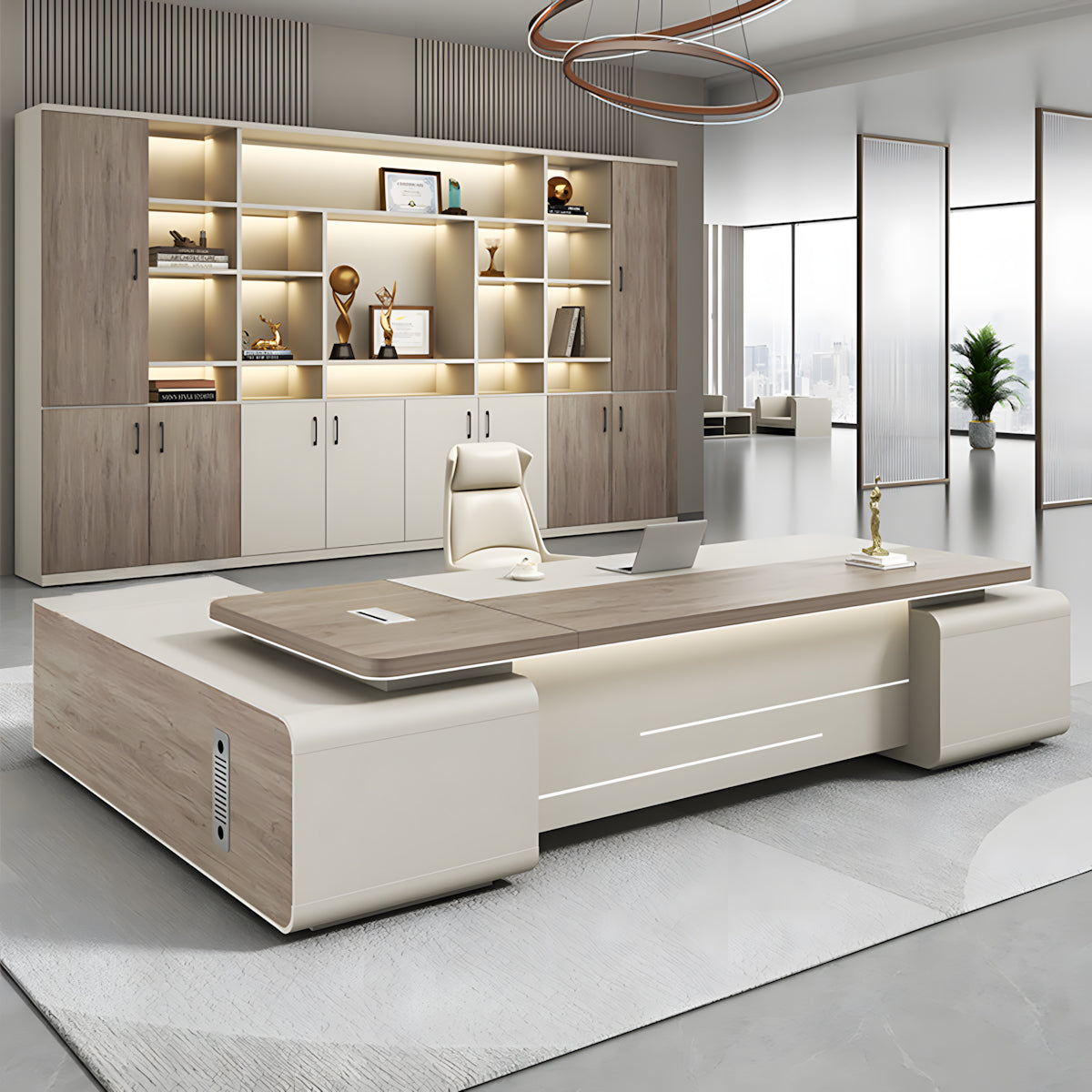Modern Large Executive Desk with Storage & Lockable Drawers for Manager & CEO Office