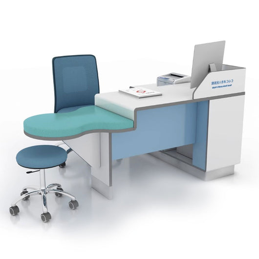 Modern Corner Consultation Desk for Doctors with Side Storage Cabinet Zimasya