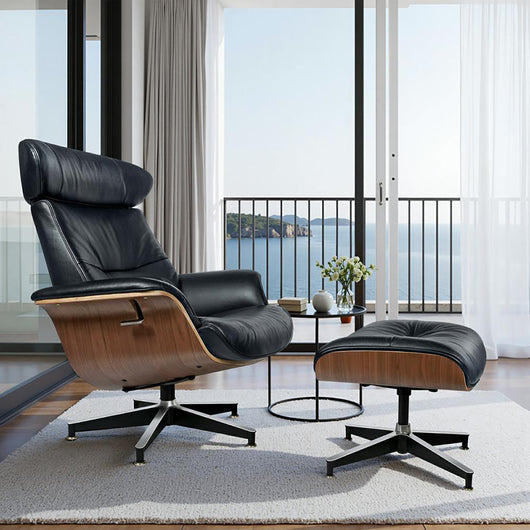 Stylish Genuine Leather Office Chair with Ottoman（Stock Items）Zimasya