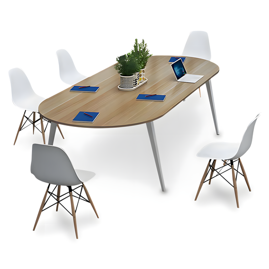 Minimalist Oval Conference Table with Carbon Steel Frame for Office Meeting Zimasya