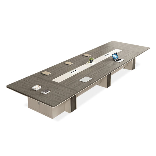 Luxury Long Office Conference Table with Side Storage Ziamsya