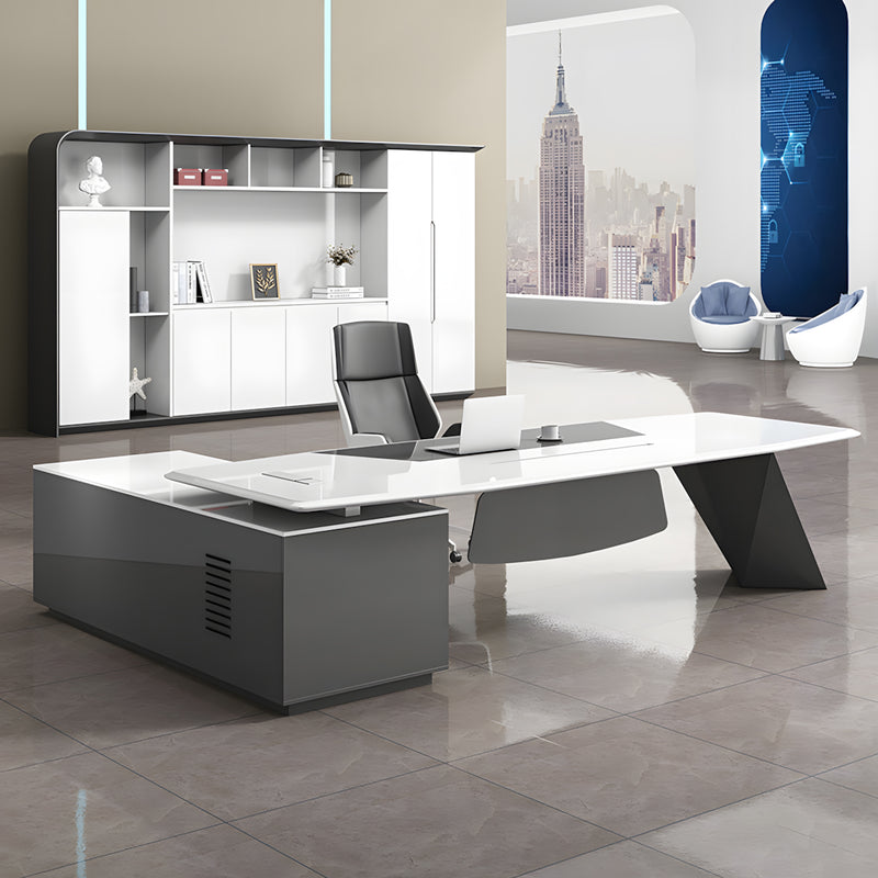 L-Shaped executive desk front view