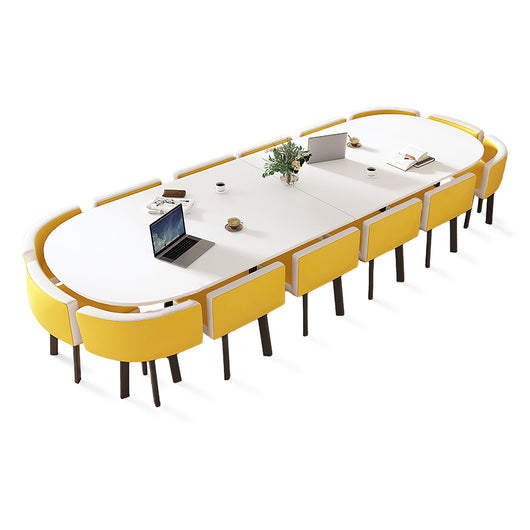 Minimalist Oval Conference Table and Chair Set for Meeting Room Zimasya
