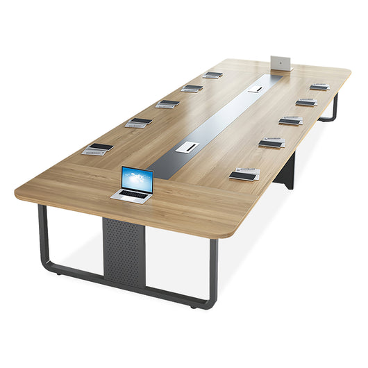 Modern Rectangular Conference Table with Cable Management Box Ziamsya