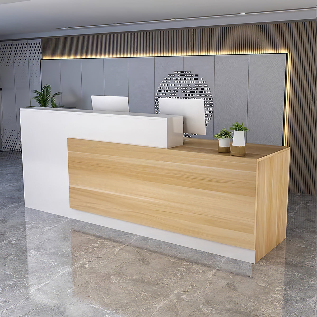Minimalist Front Desk Office Reception Desk with Keyboard Tray