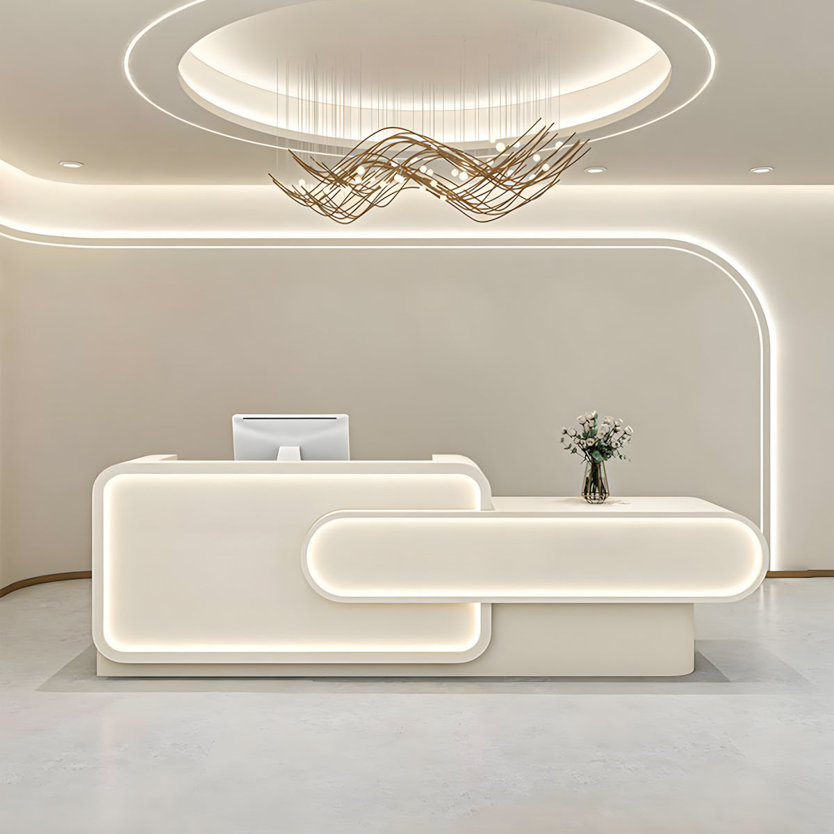 Modern Beauty Salon Reception Desk Double Counter Design