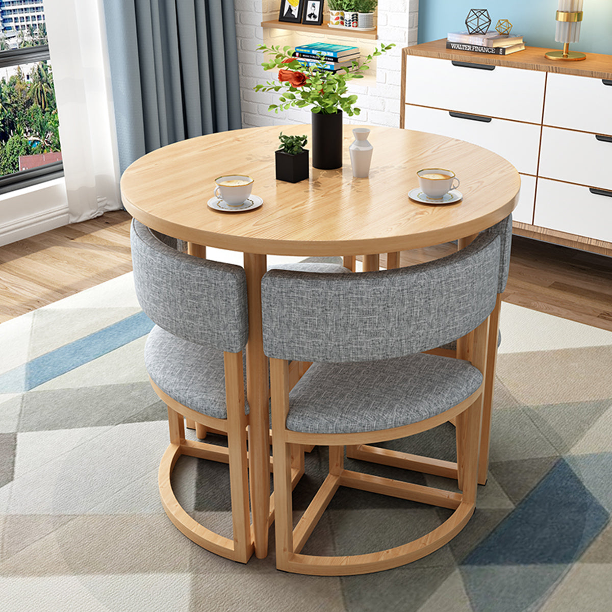 4-Seater Reception 31" Table and Chair Set with Space-Saving Design