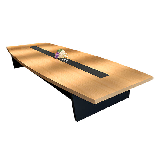 Modern Boat-Shaped Conference Table with Cable Management Ports Zimasya