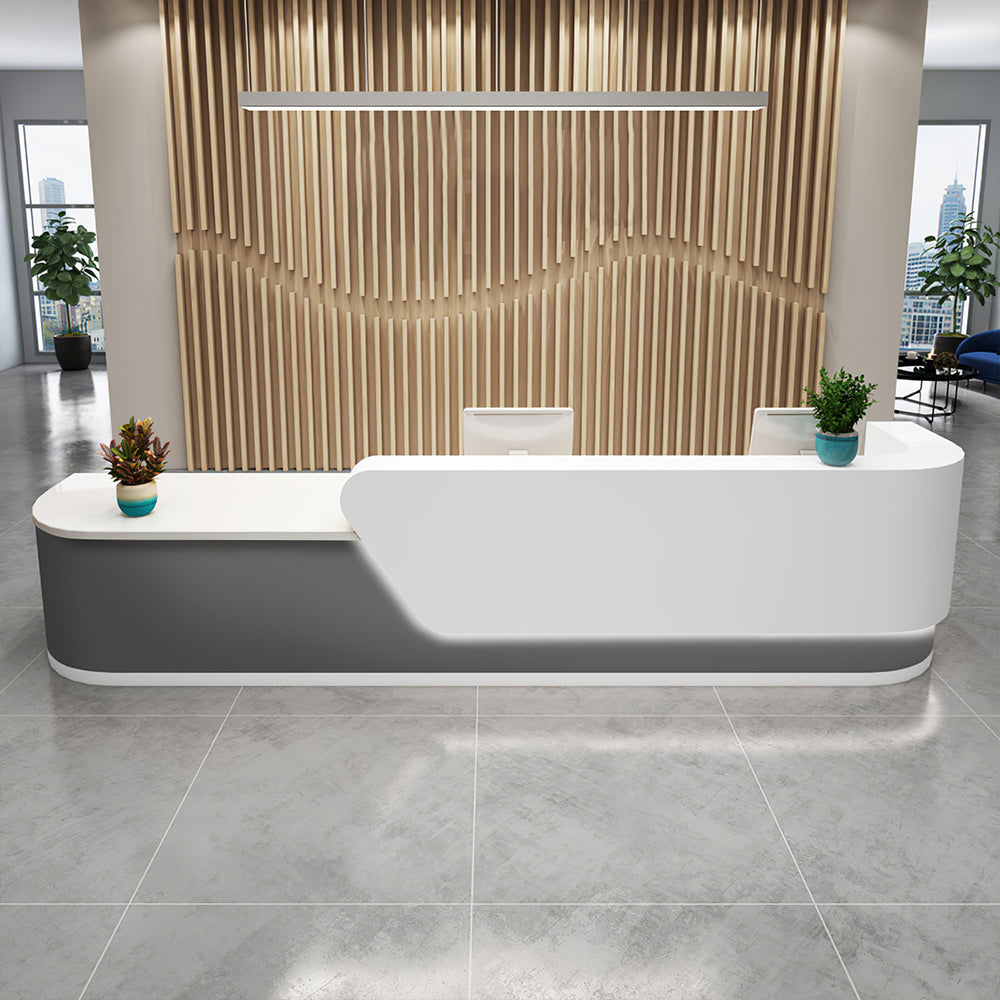 Modern Office Reception Desk with Curved Corner