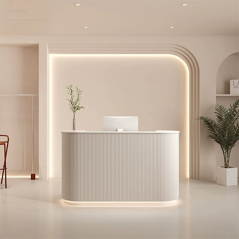 Stylish Semi-Circular Reception Desk with Cabinet for Beauty Salons