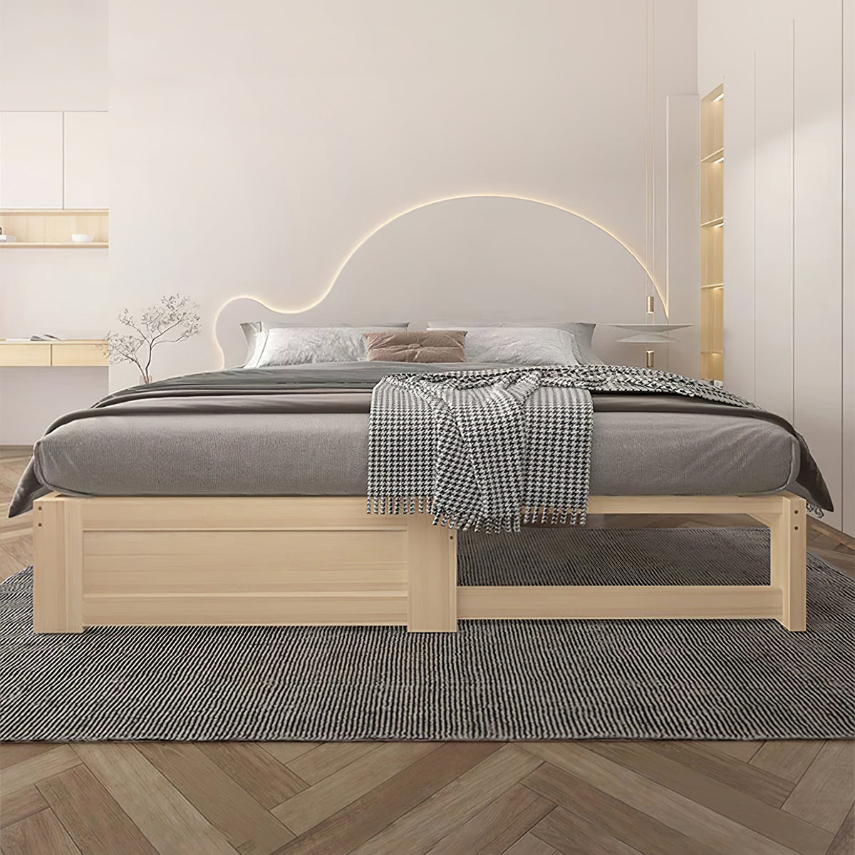 Extendable A Frame Solid Wood Extendable Bed Frame- Adjustable Width for Various Needs ...
