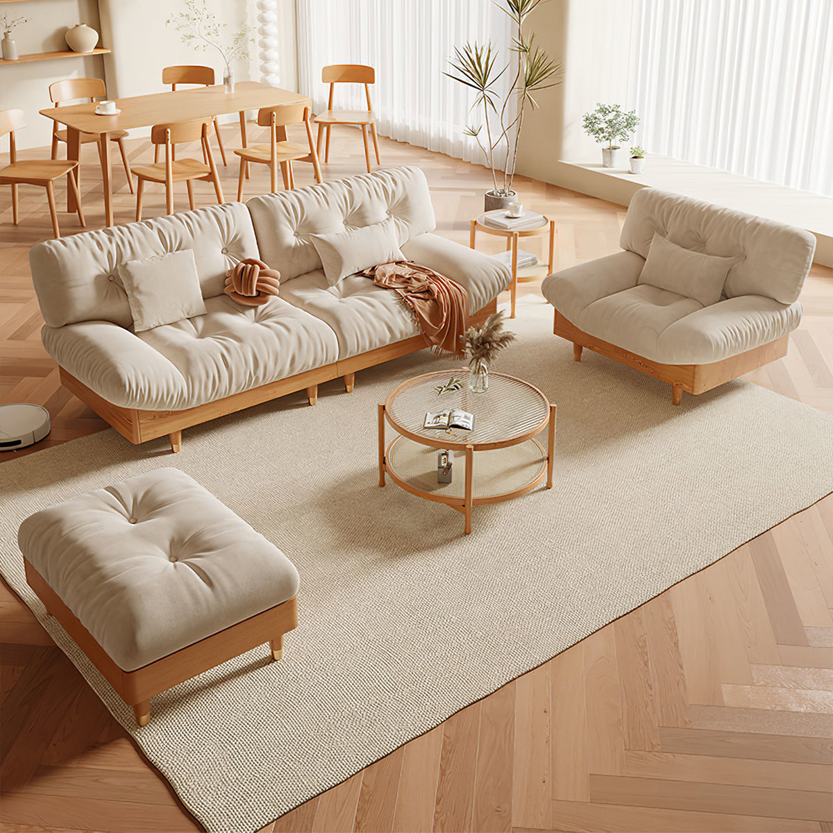 Modern Sofa with Solid Wood, Vintage & Velvet for Living Room