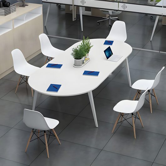 Minimalist Oval Conference Table with Carbon Steel Frame for Office Meeting Zimasya
