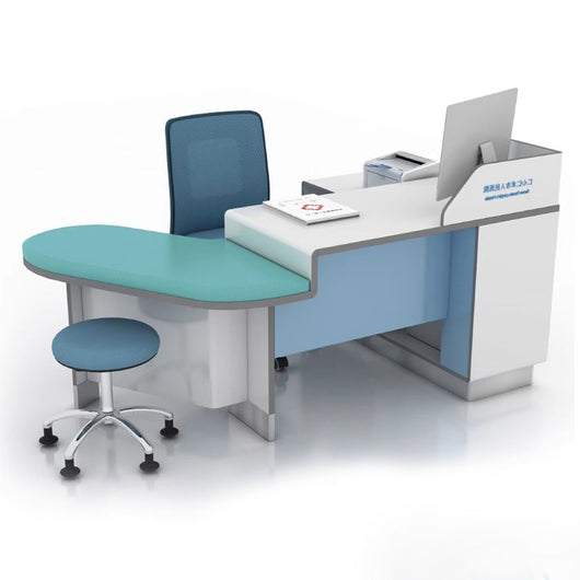 Modern Corner Consultation Desk for Doctors with Side Storage Cabinet Zimasya