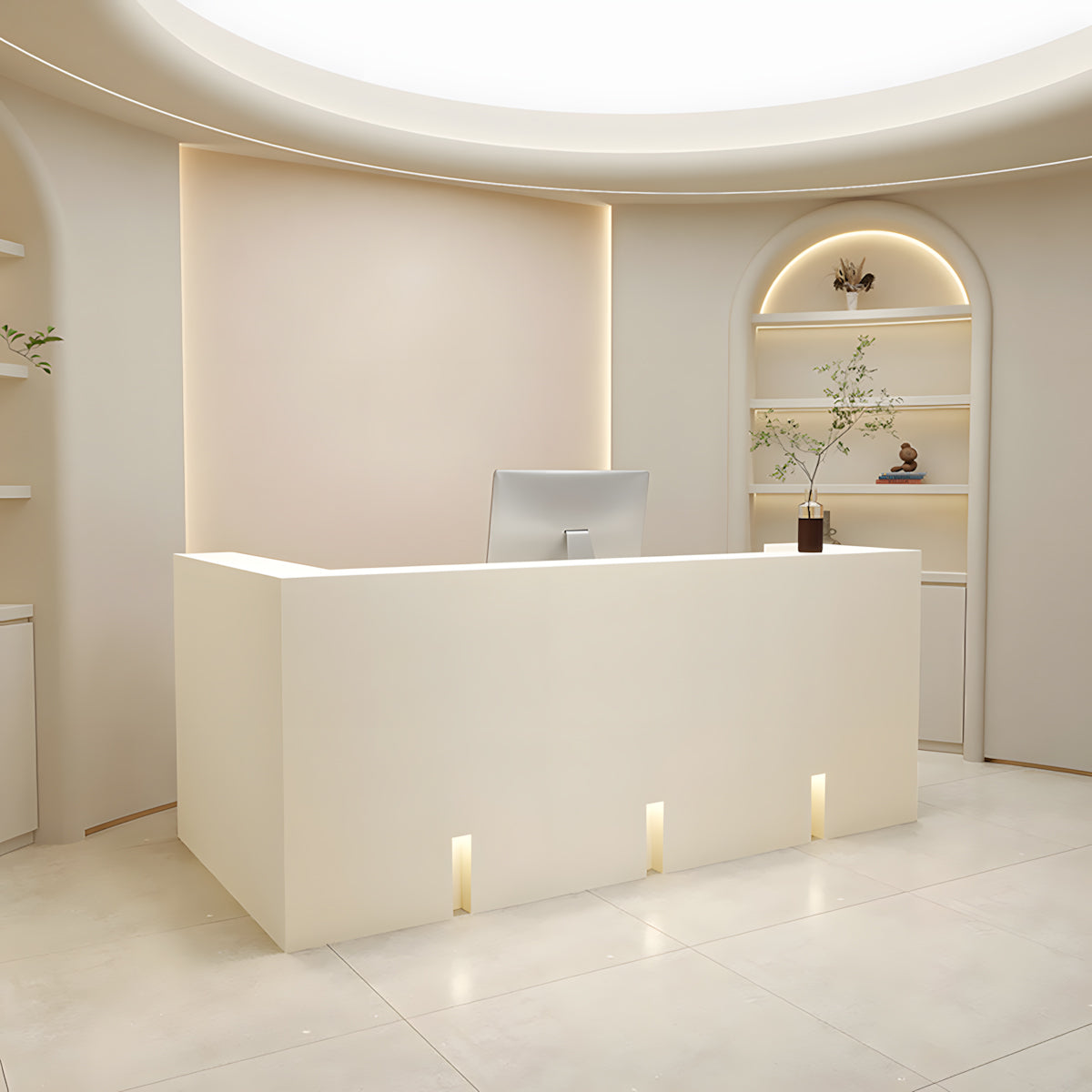 Modern Small Reception Desk and Customizable L-Shaped Corner