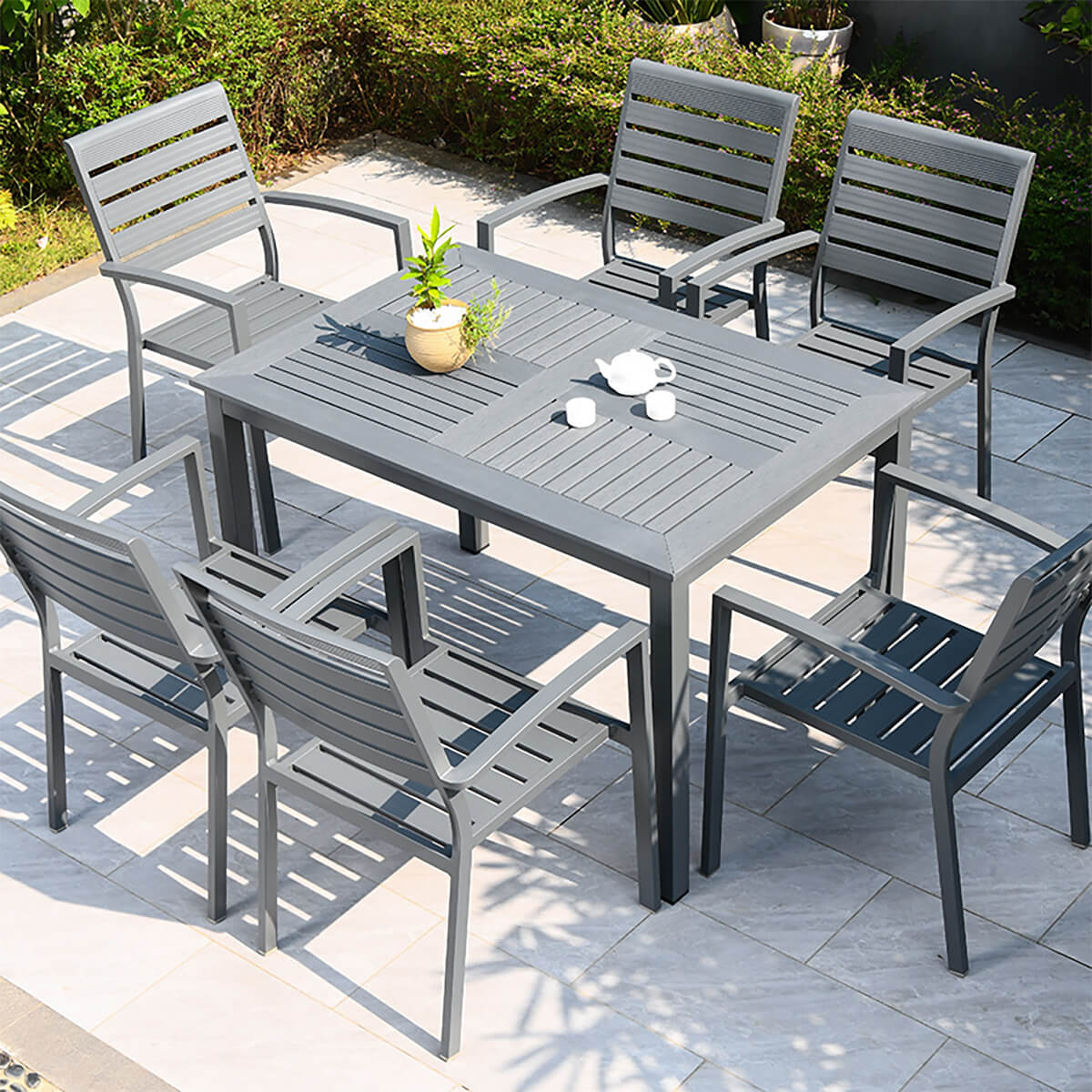 Gray Outdoor Dining Set for Patio
