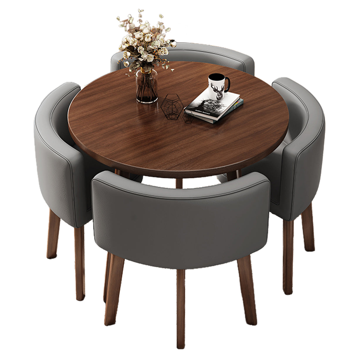 Reception Round Table with 4 Chairs - Space-Saving Reception Furniture ...