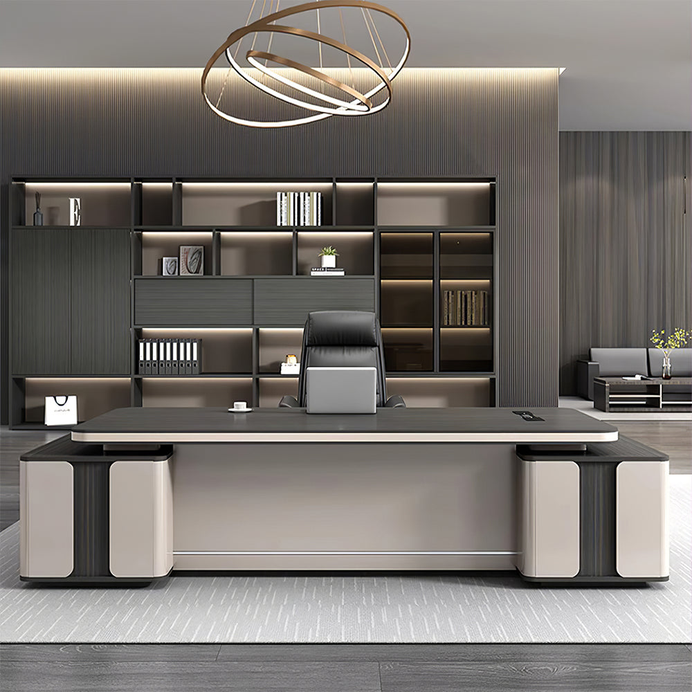 Modern L-Shaped Executive Desk for Director with Drawers