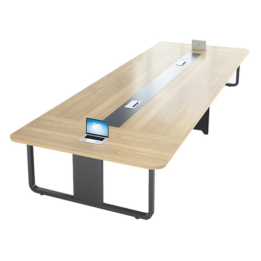 Modern Rectangular Conference Table with Cable Management Box Ziamsya