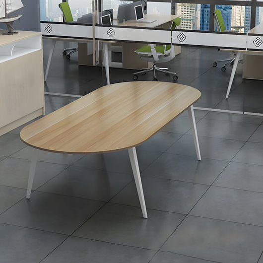 Minimalist Oval Conference Table with Carbon Steel Frame for Office Meeting Zimasya