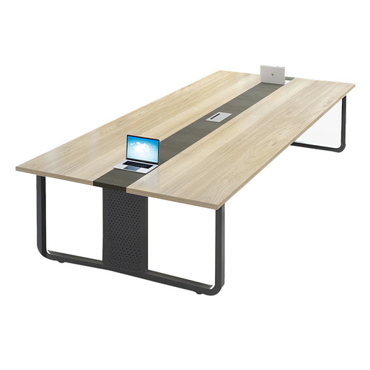 Modern Rectangular Conference Table with Cable Management Box Ziamsya