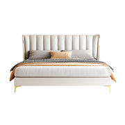 Vintage Leather Double Bed with Oak Frame for Bedroom