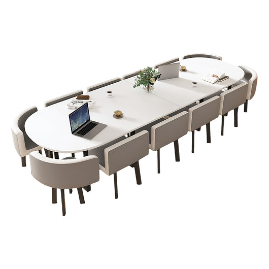 Minimalist Oval Conference Table and Chair Set for Meeting Room Zimasya