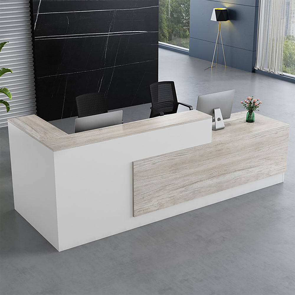 Modern L-Shaped Reception Desk with Side Storage for Office Front Counter (Sale Event）
