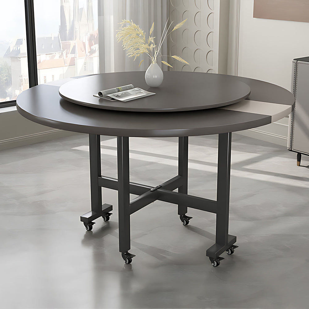 Scandinavian Minimalist Round Dining Table with Foldable Design