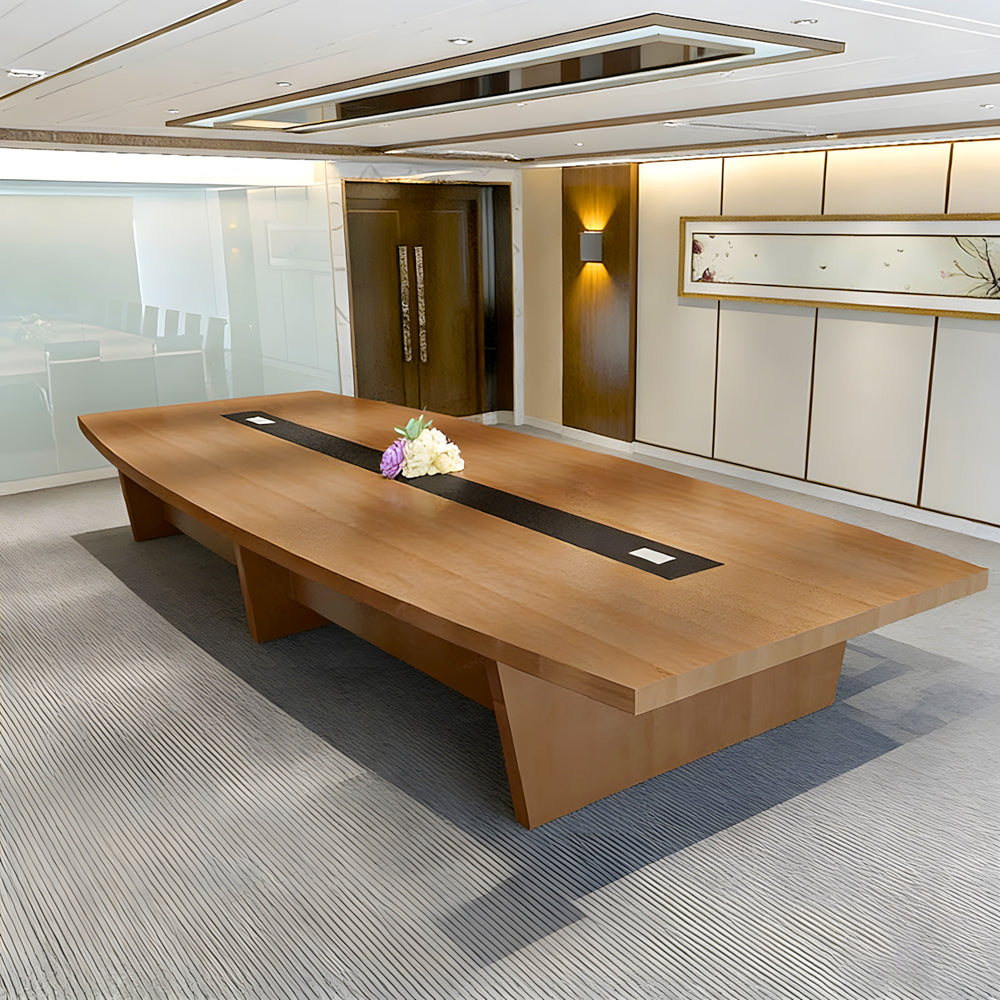 Modern Boat-Shaped Conference Table with Cable Management Ports（Stock Items）