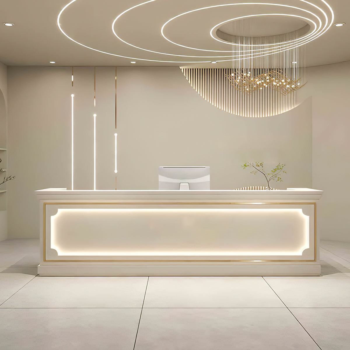 Modern Beauty Salon Reception Desk with Counter