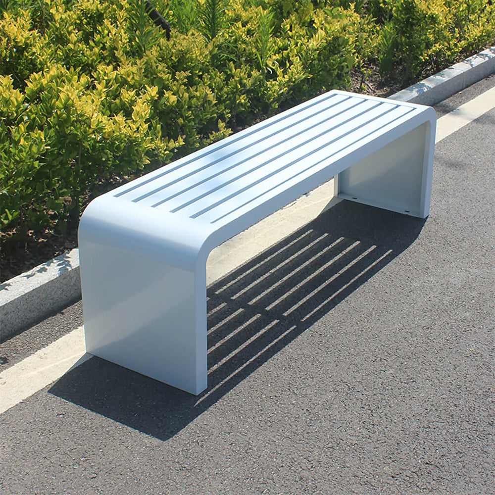 Minimalist Stainless Steel Park Bench Backless & Armless for Outdoor Garden