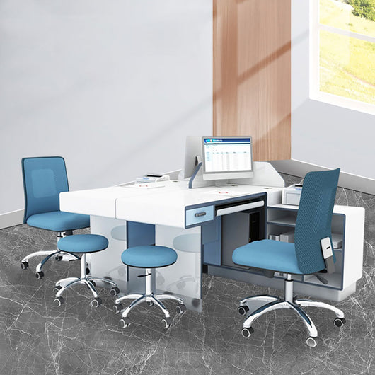 Modern Corner Consultation Desk for Doctors with Side Storage Cabinet Zimasya