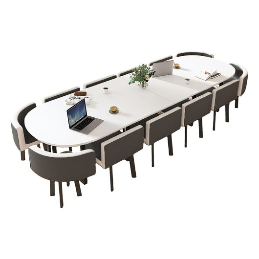 Minimalist Oval Conference Table and Chair Set for Meeting Room Zimasya