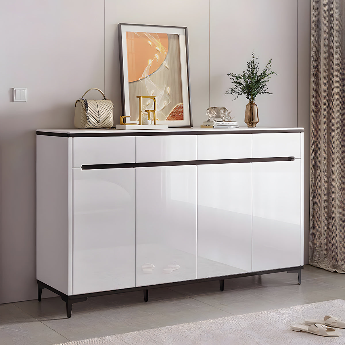 Shoe Storage Cabinet with Dual-Tone & Adjustable Shelves for Bedroom