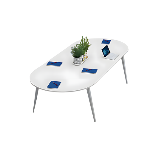 Minimalist Oval Conference Table with Carbon Steel Frame for Office Meeting Zimasya