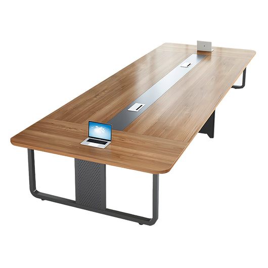 Modern Rectangular Conference Table with Cable Management Box Ziamsya