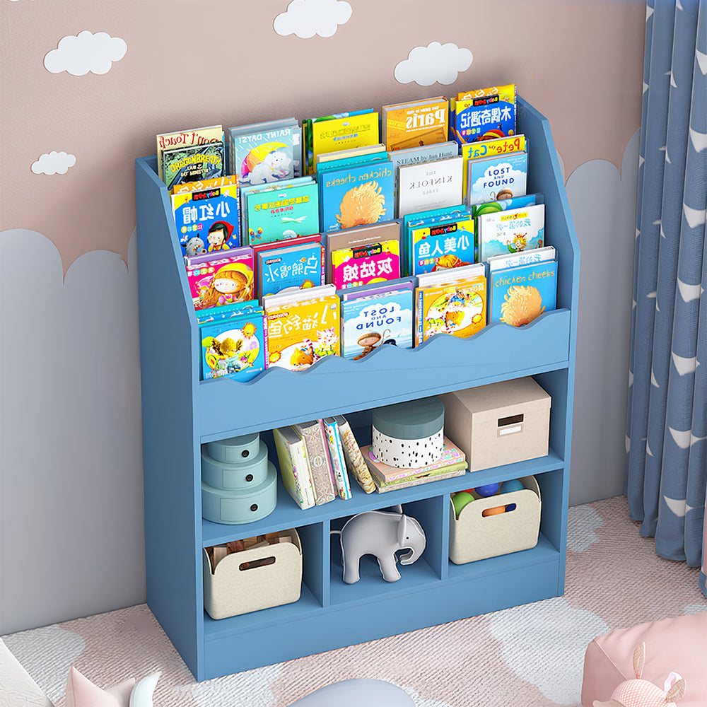 Children Storage Bookshelf Wooden Floor Bookcase