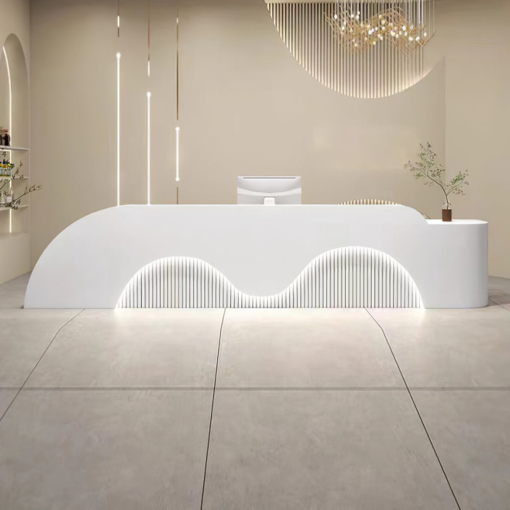Luxury Curved Reception Desk Beauty Salon Cashier Counter（Stock Items）